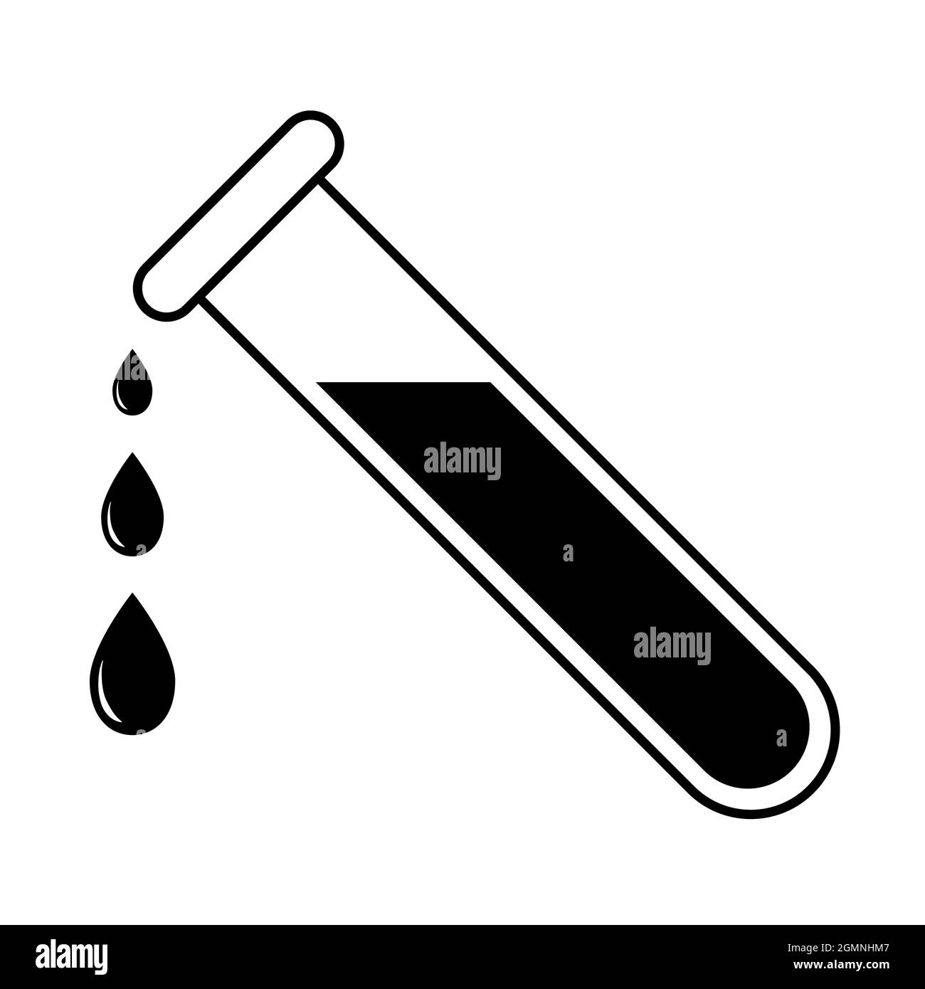 Placa de identificación de caída del tubo de ensayo Icon laboratorio médico y químico Ilustración del Vector