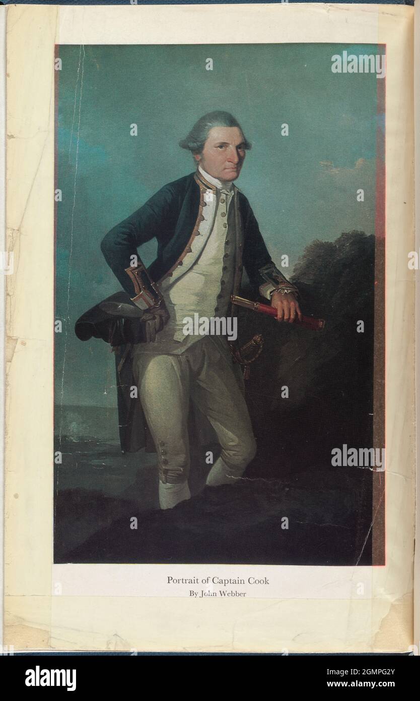 Retrato del explorador británico, navegador y cartógrafo capitán James Cook pintado por John Webber (1751-1793) Foto de stock