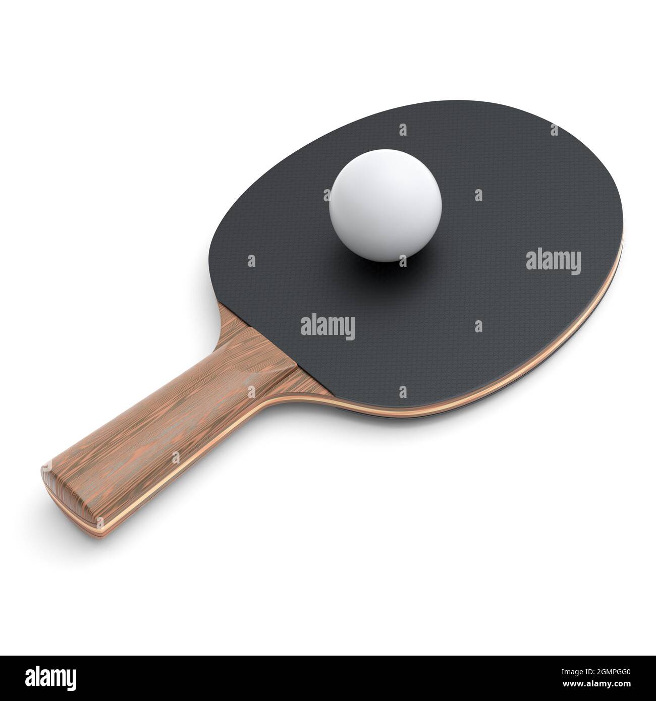 Raqueta de ping pong negra para tenis de mesa con pelota aislada sobre  fondo blanco. 3d renderización de equipos deportivos para entrenamiento  activo Fotografía de stock - Alamy
