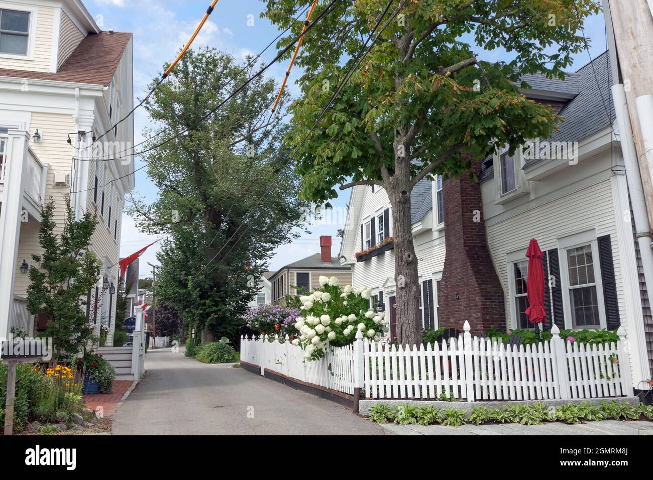 Dyer Street en Provincetown, Massachusetts en Cape Cod en los Estados Unidos. Foto de stock