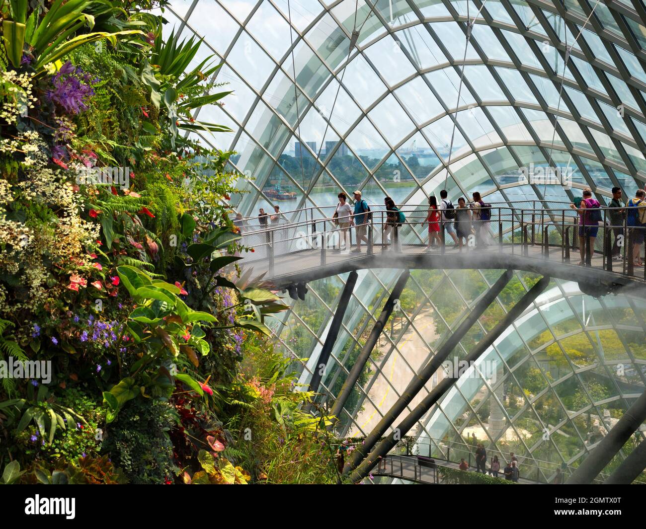 Gardens by the Bay, Singapur - 3 de marzo de 2019; grupos de personas en tiro. Singapur aspira a ser la ciudad más verde del mundo; parece tener éxito Foto de stock