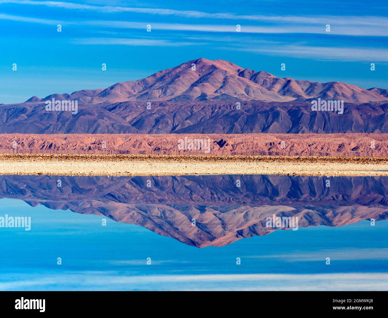 Salar de Atacama, Chile - 27 de mayo de 2018; Salar de Atacama, el salar más grande de Chile, cubre más de 3.000 kilómetros cuadrados, convirtiéndolos en uno de los Foto de stock