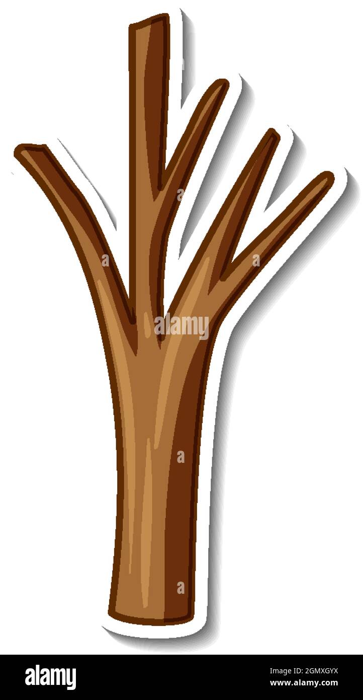 Una plantilla de calcomanía con un árbol sin hojas en estilo de dibujos  animados ilustración aislada Imagen Vector de stock - Alamy