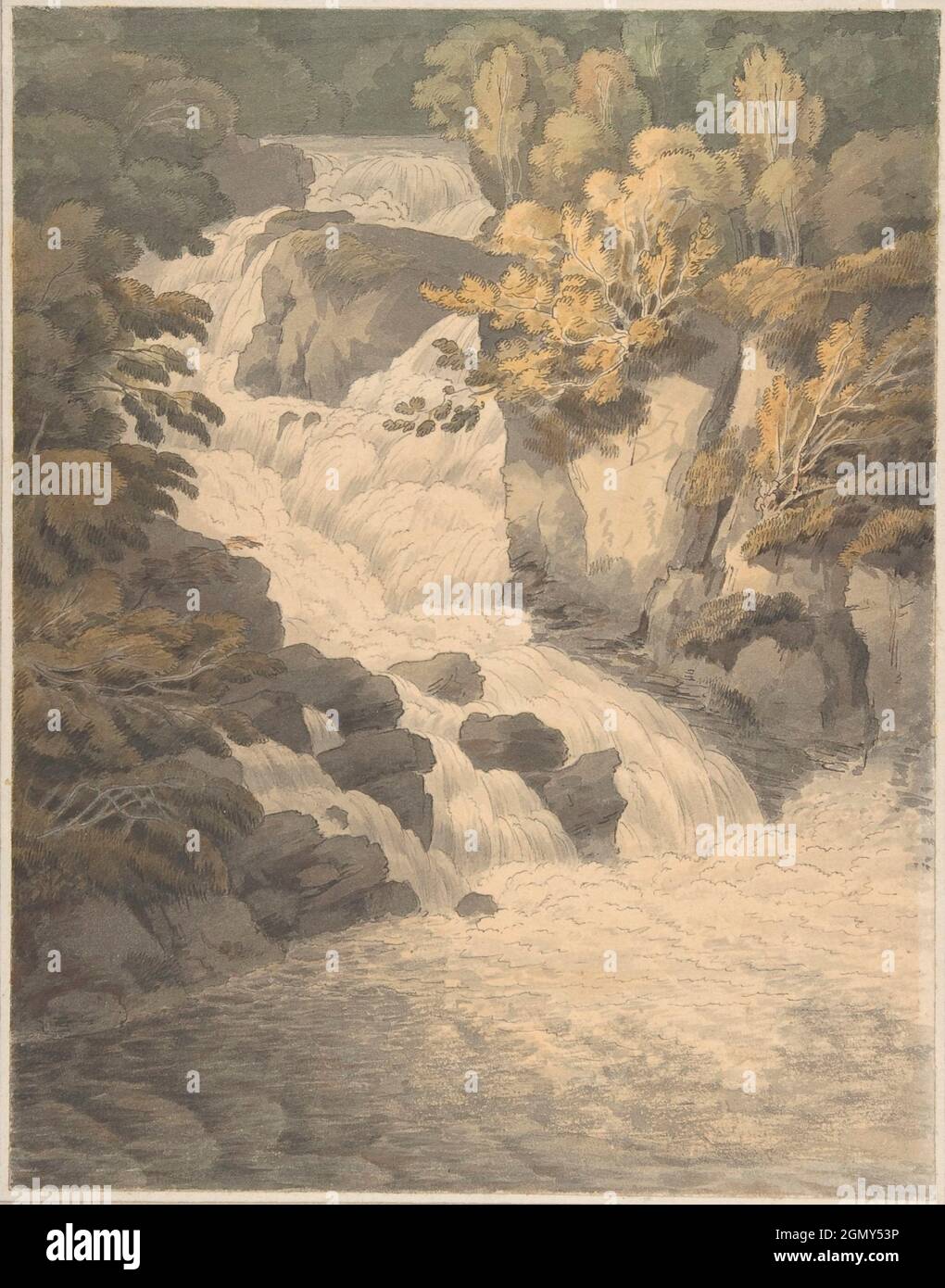 Cascada del Aray en Inveraray (Escocia). Artista: John White Abbott (British, Exeter 1764-1851 Exeter); Fecha: 30 de junio de 1791; Medio: Acuarela Foto de stock