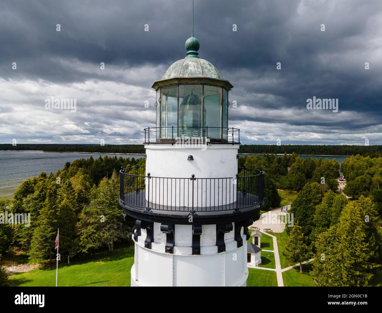 Fotografía del Faro de Cana Island, Parque del Condado de Cana Island, Condado de Door, Wisconsin, Estados Unidos. Foto de stock