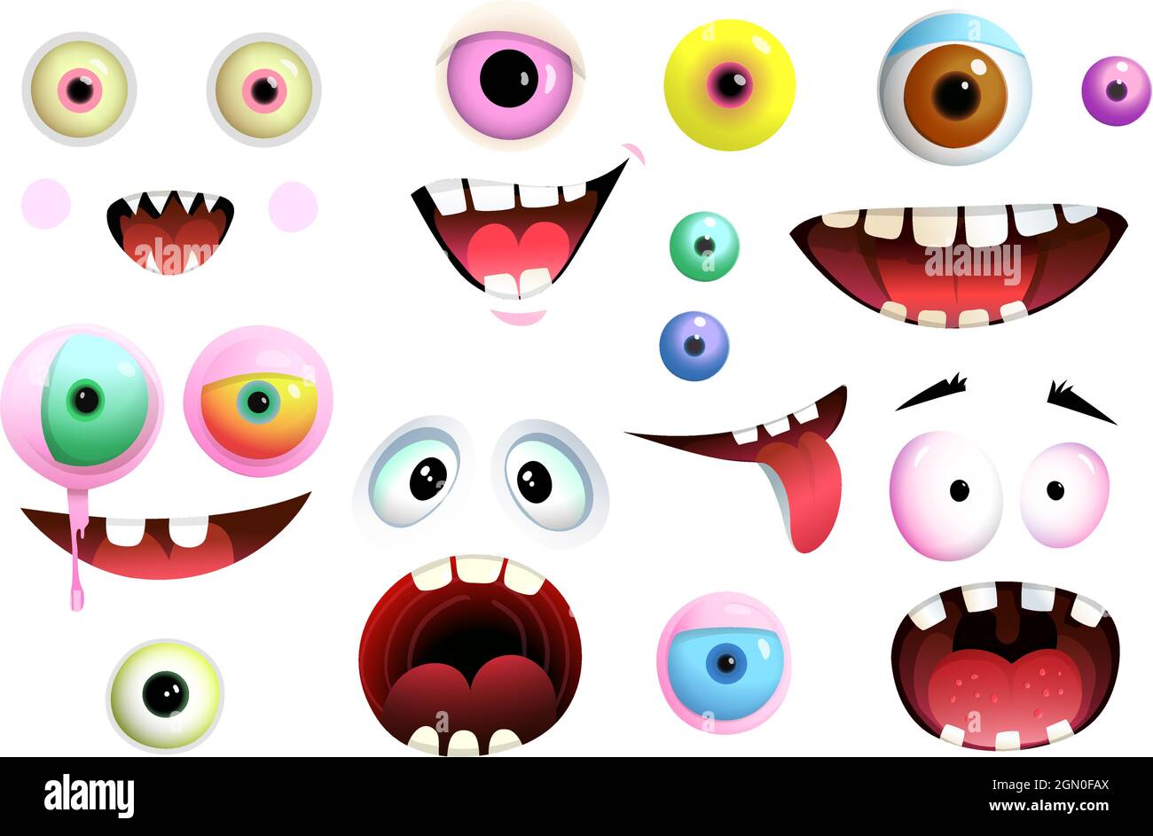 Colección de ojos y boca de monstruos Imagen Vector de stock - Alamy