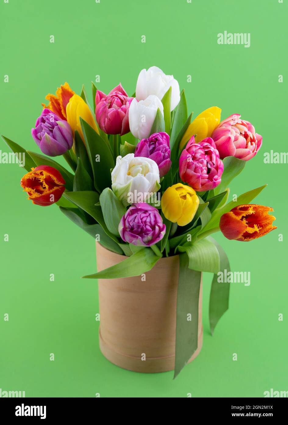 Mezcla de flores de tulipanes de primavera. Bouquet en un jarrón. Flor de  primavera multicolor. Regalo. Rojo, rosa, blanco y amarillo. Fondo con flores  tulipanes cerrar Fotografía de stock - Alamy