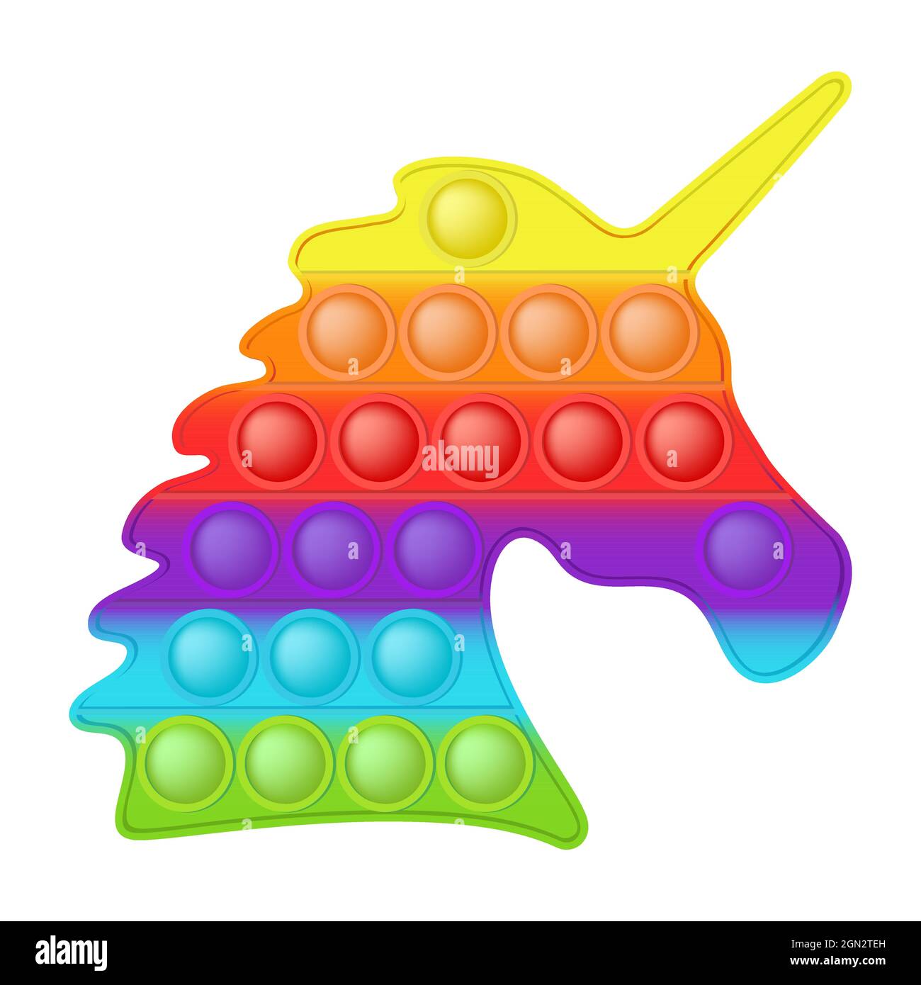 Pop it un moderno de silicio juguetes de moda. Adictivo juguete unicornio antiestrés en colores brillantes. Burbuja sensorial desarrollo popit para niños dedos. Vector Ilustración del Vector
