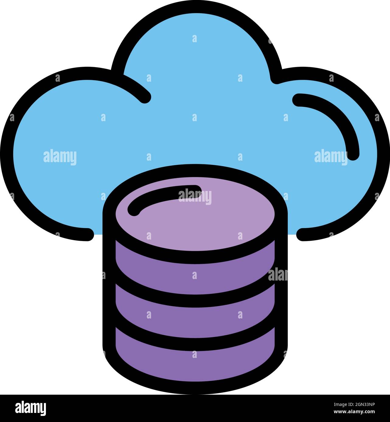 Icono de la nube duros. Descripción de los discos icono de vector-nube color plano aislado Imagen Vector de stock - Alamy