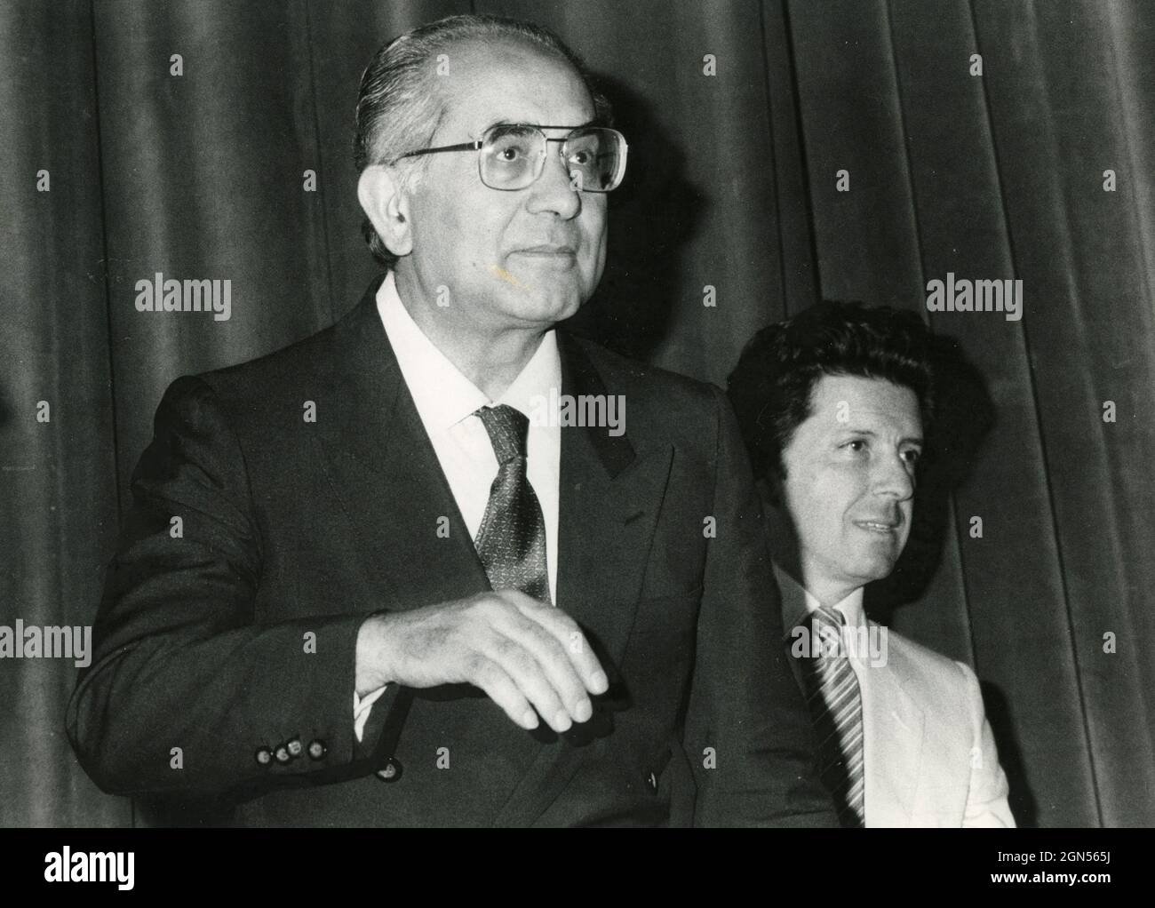 Ministro y político italiano Emilio Colombo, 1980s Foto de stock