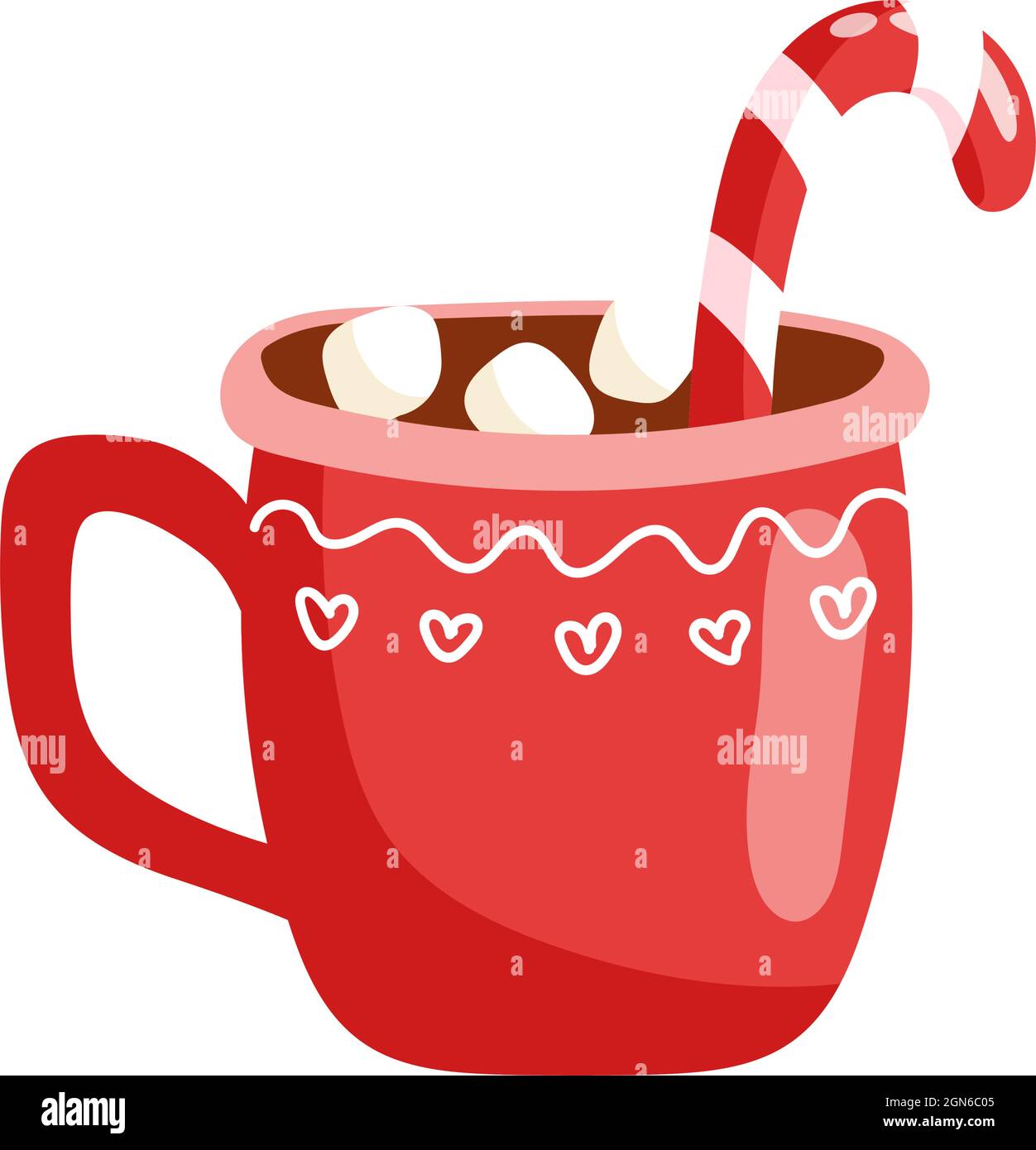 Bebida de Navidad. Nuevo Año taza de café o chocolate con .marshmallows y  dulces. Ilustración de vectores de dibujos animados Imagen Vector de stock  - Alamy