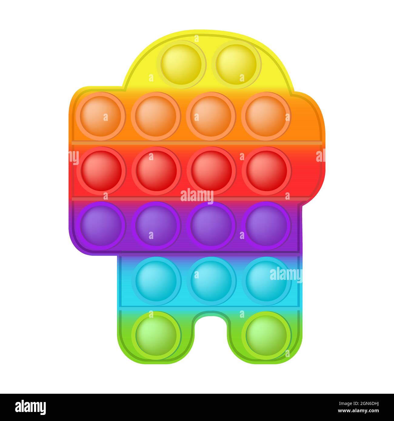Pop it un moderno juguete de silicio arco iris para fidgets. Adictivo  juguete astronauta antiestrés en colores brillantes. Burbuja sensorial  desarrollo popit para el hombre espacial ki Imagen Vector de stock -