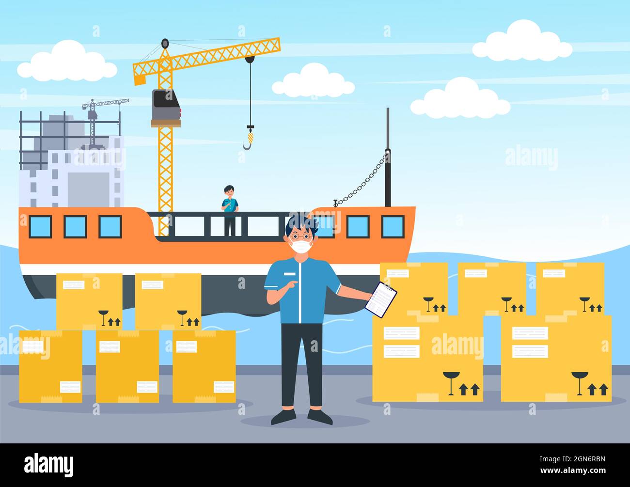 Transporte de Carga Embarque Logística Entrega con el concepto de