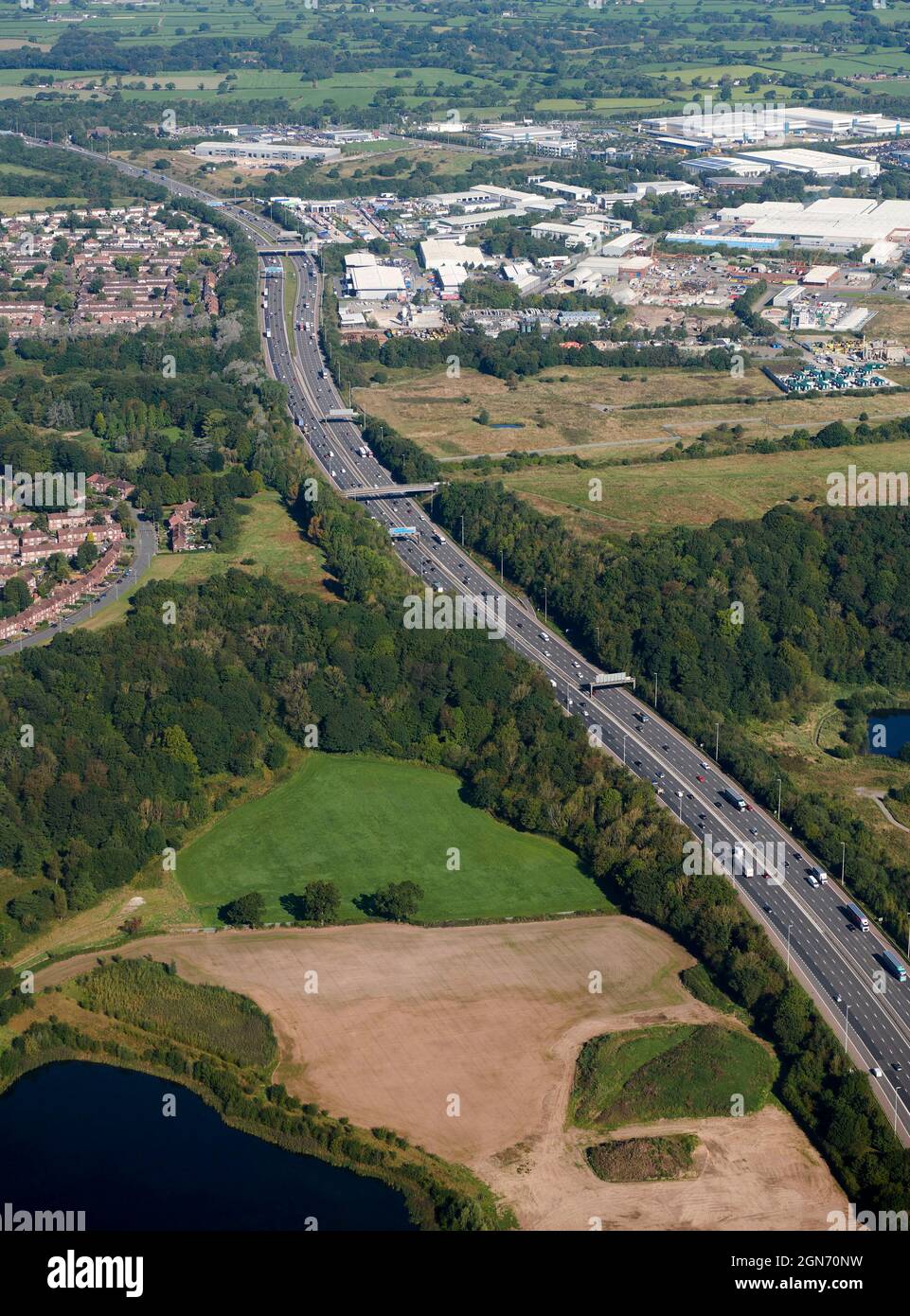 La autopista M6, al este de Preston, al noroeste de Inglaterra, Reino Unido Foto de stock