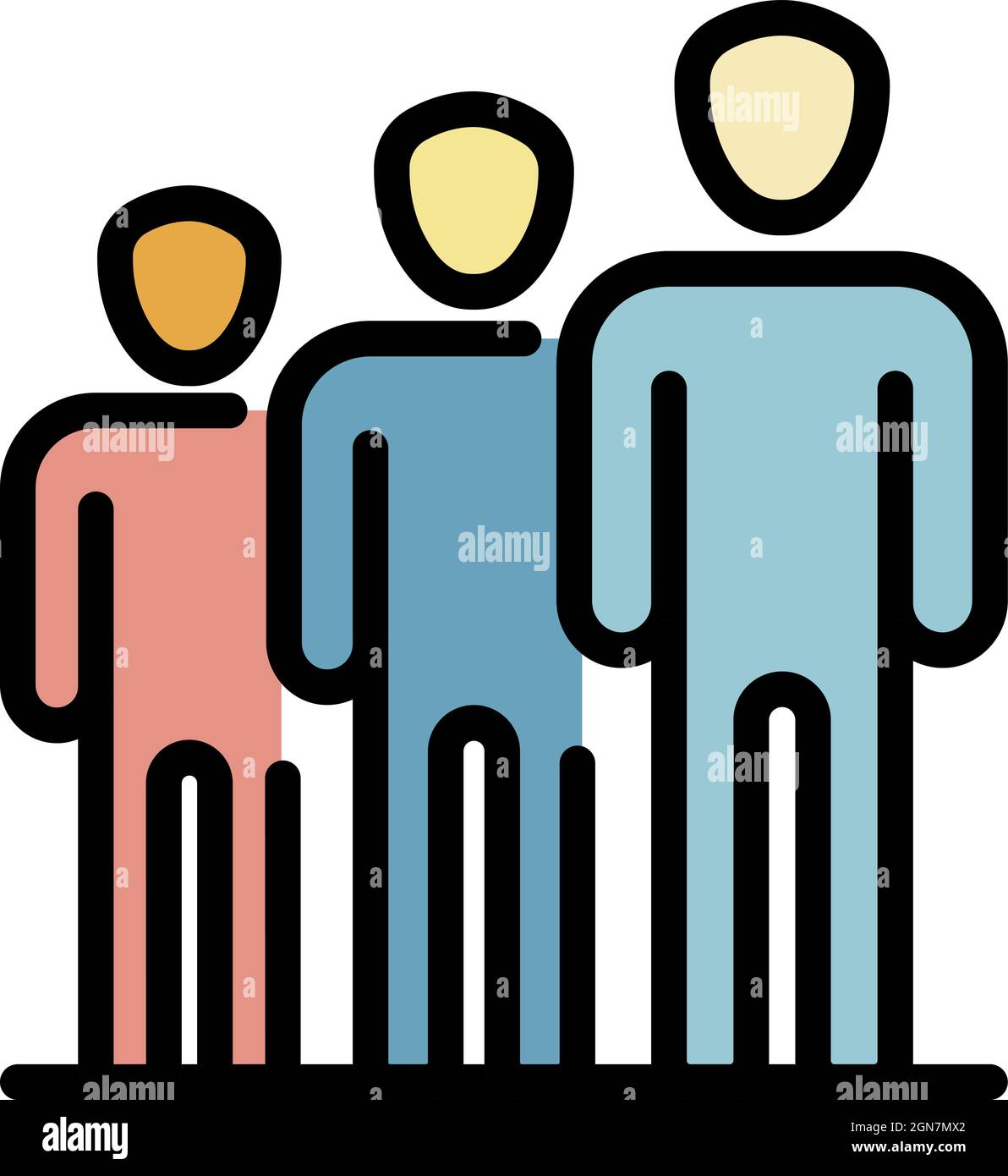 Icono de personas en fila. Perfile a las personas en una fila vector icono  color plano aislado Imagen Vector de stock - Alamy