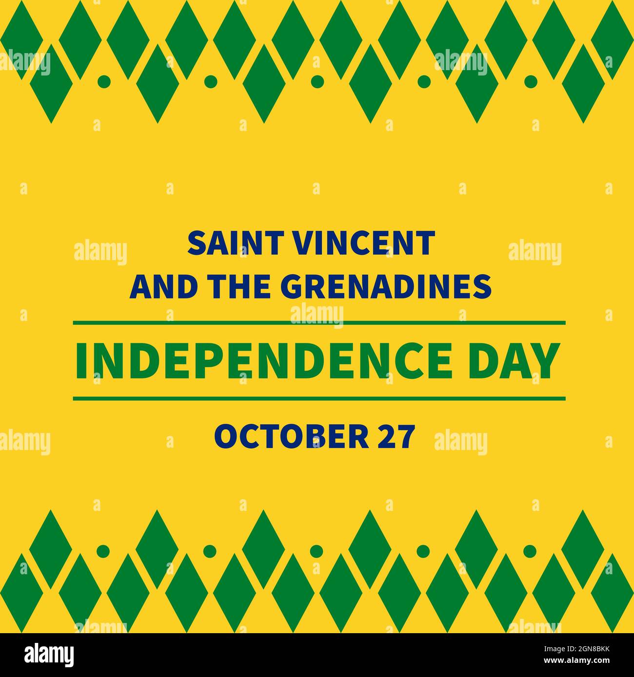 Cartel tipográfico del Día de la Independencia de San Vicente y las Granadinas. Fiesta nacional celebrada el 27 de octubre. Plantilla vectorial para banner, saludo c Ilustración del Vector