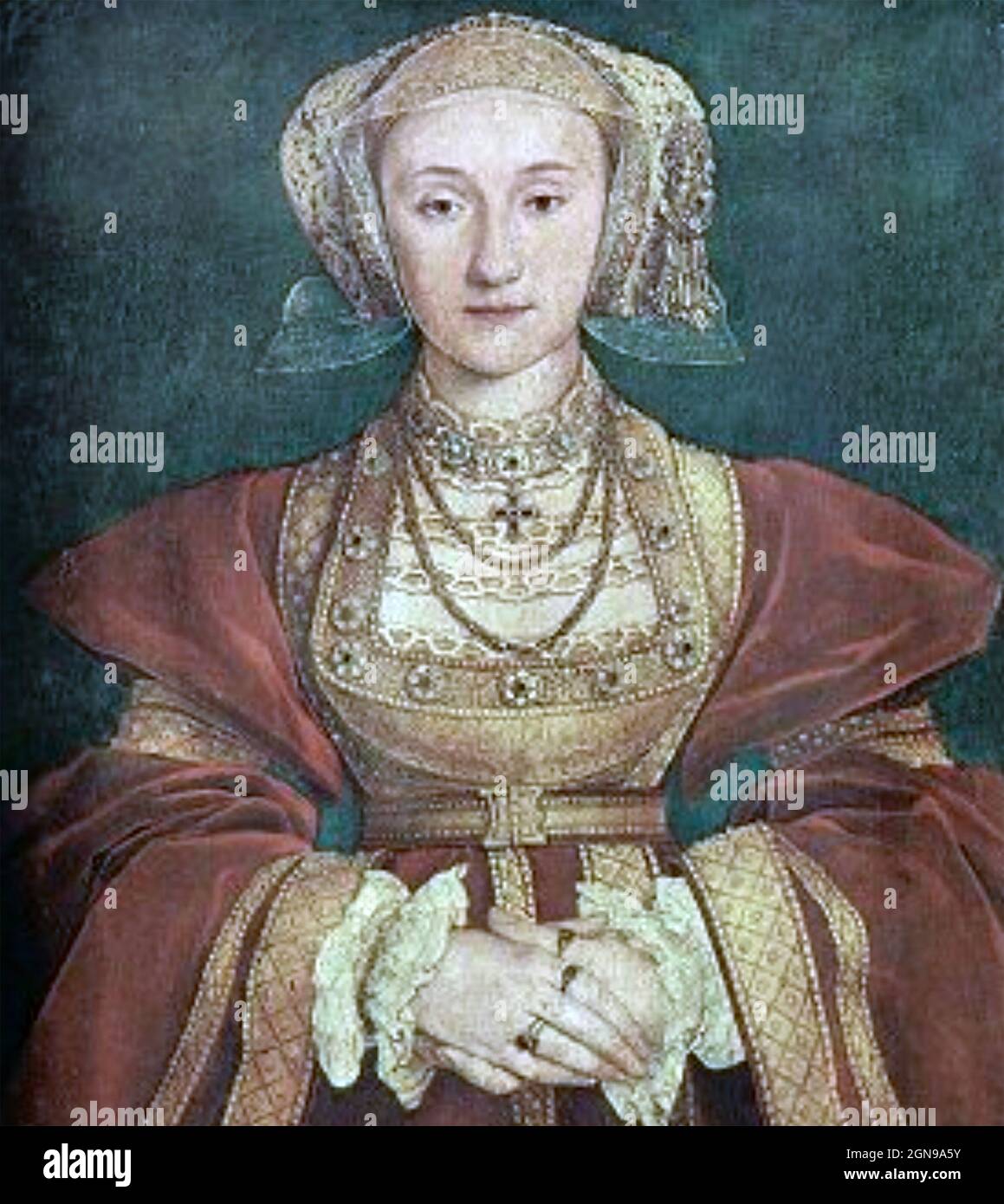 ANNE DE CLÉVERES (1515-1557) cuarta esposa de Enrique VIII pintada por Hans Holbein el Joven en 1539. Original en el Louvre, París Foto de stock