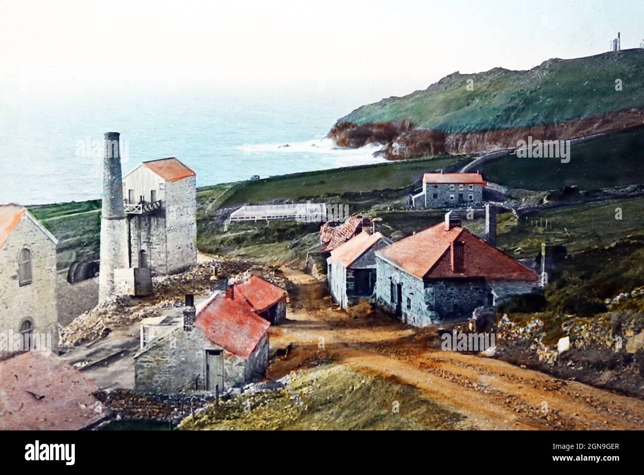 Una mina de estaño Cornish, época victoriana Foto de stock