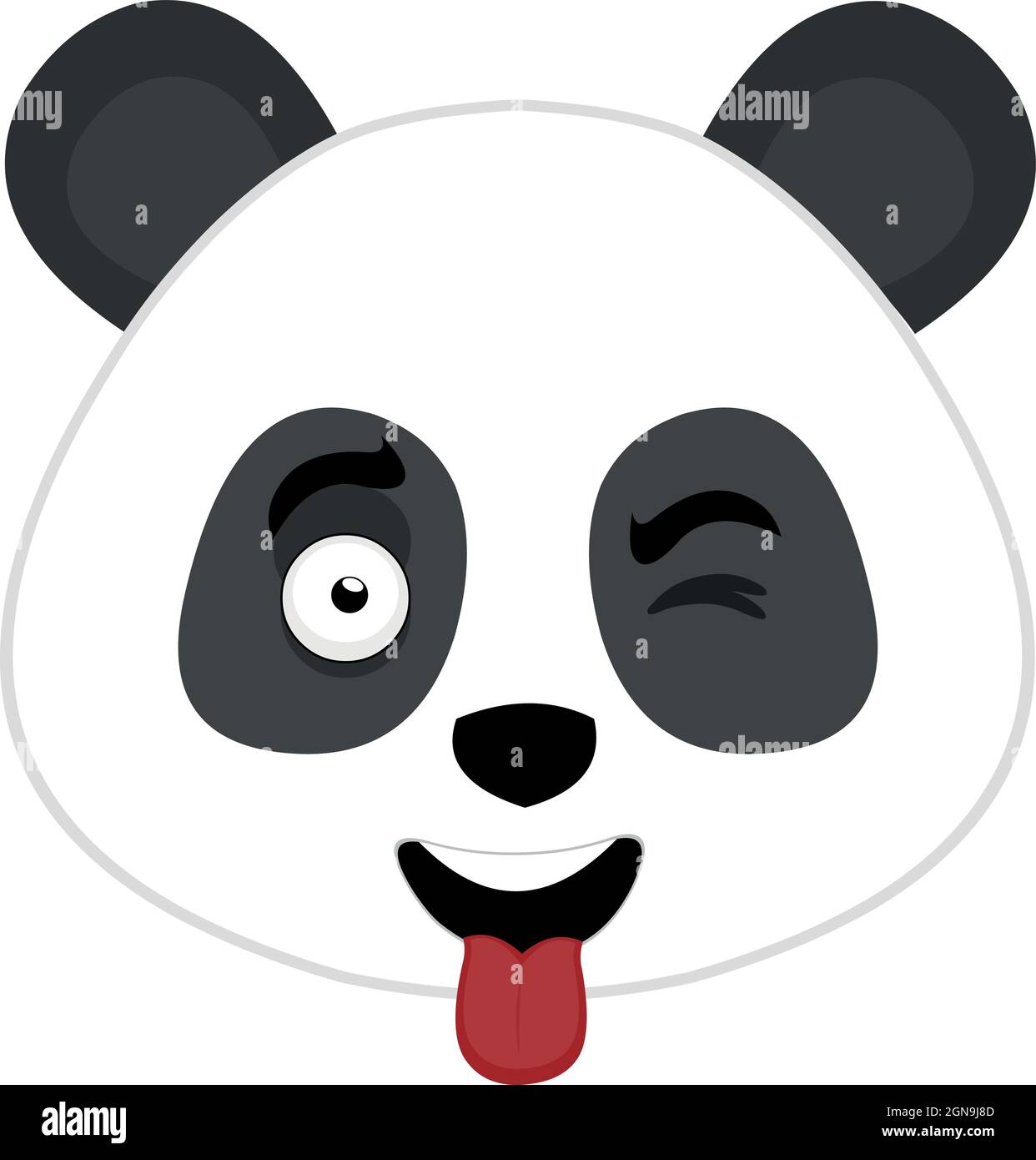 Ilustración vectorial de un emoticono de la cara de un oso de panda de  dibujos animados con una expresión divertida, con su lengua fuera y  guiñando Imagen Vector de stock - Alamy