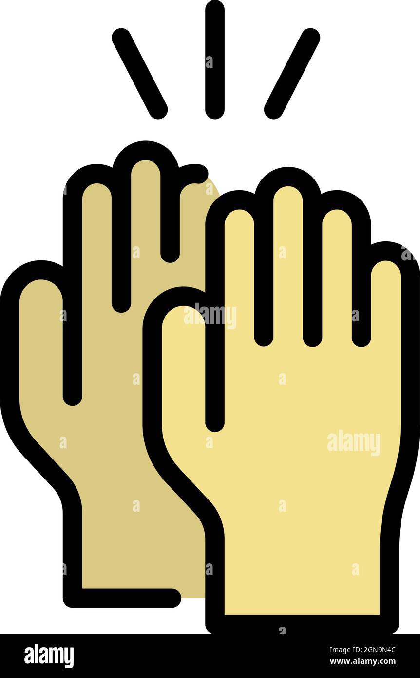 Icono de palmada de manos. Contorno Manos Clap vector icono color plano  aislado Imagen Vector de stock - Alamy