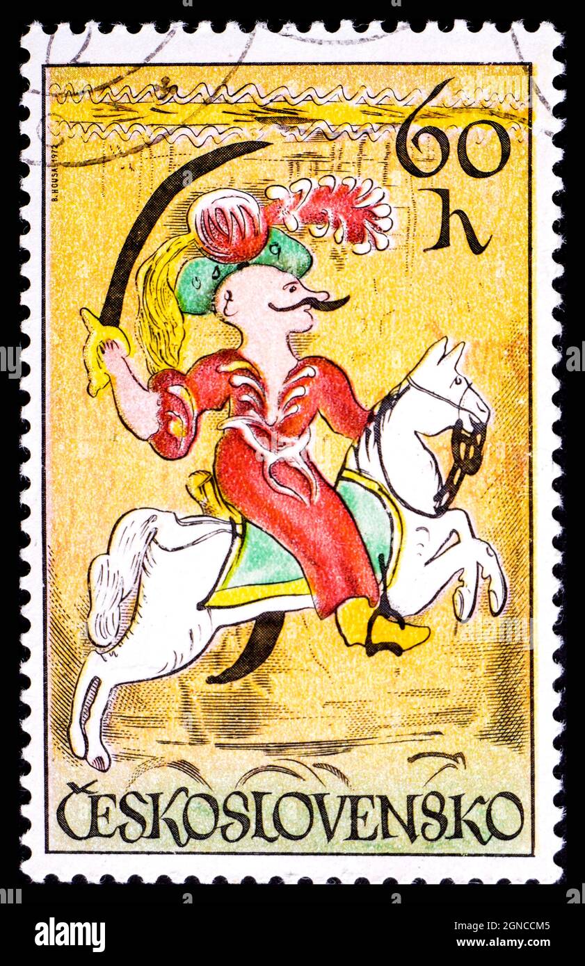 CHECOSLOVAQUIA - ALREDEDOR de 1972: Un sello impreso en Checoslovaquia, muestra Janissary Foto de stock