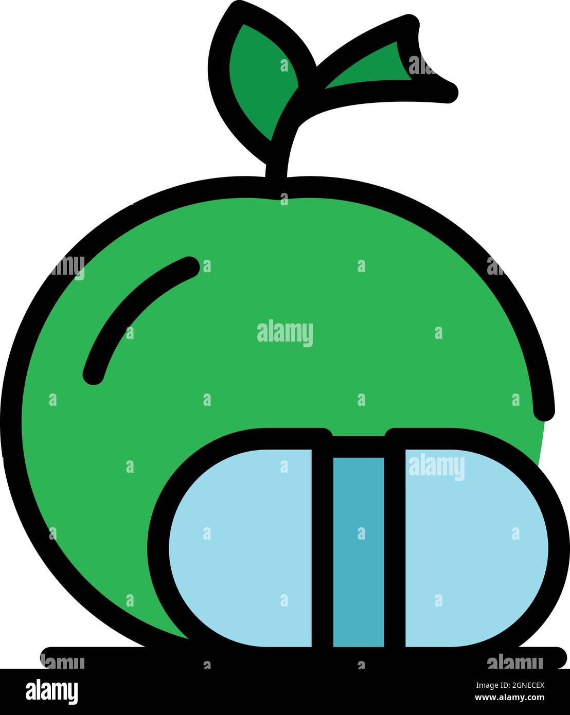Icono de manzana modificada genética. Contorno vector de manzana modificado genético icono color plano aislado Ilustración del Vector