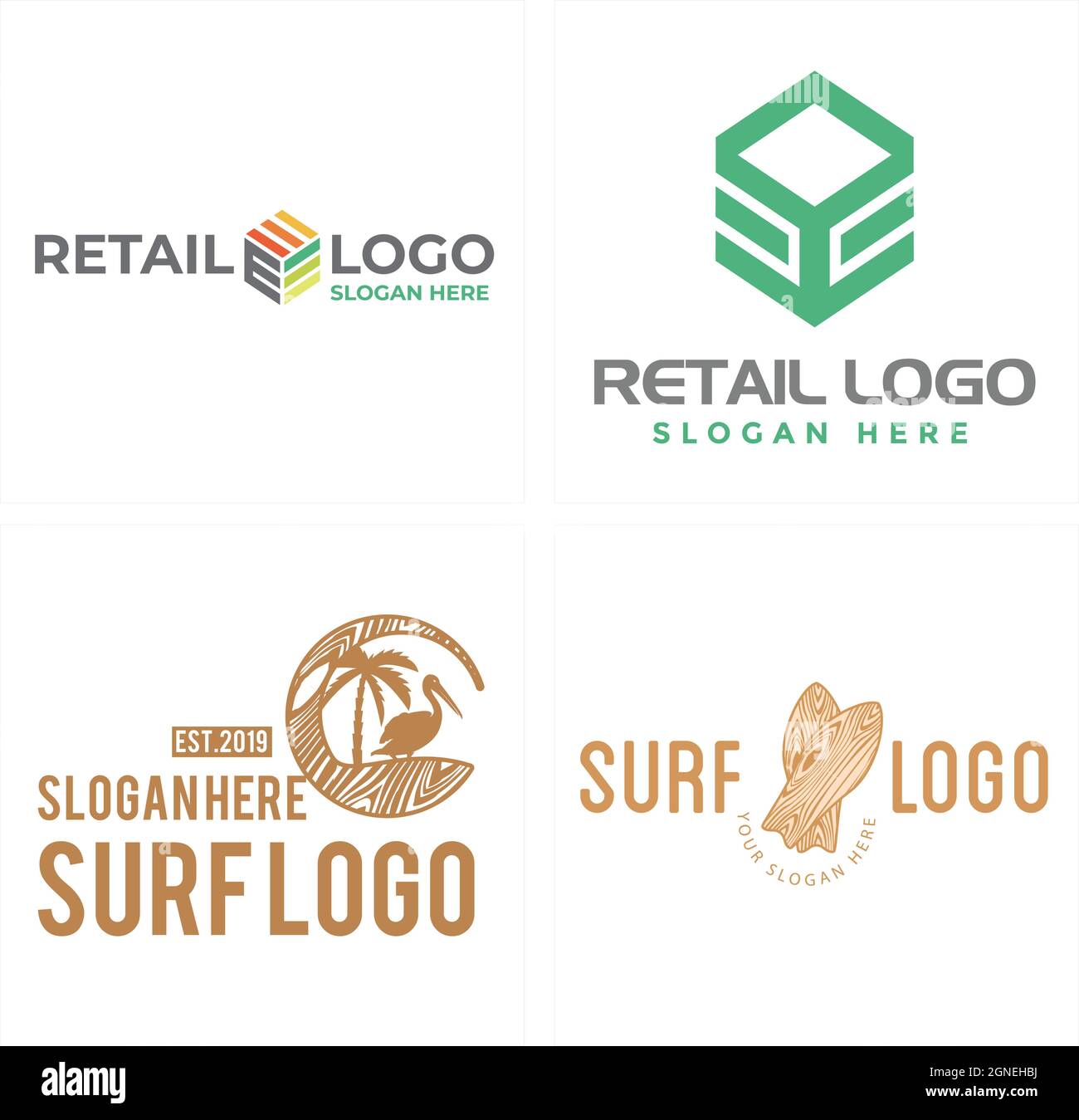 Diseño del logotipo del mercado minorista Ilustración del Vector