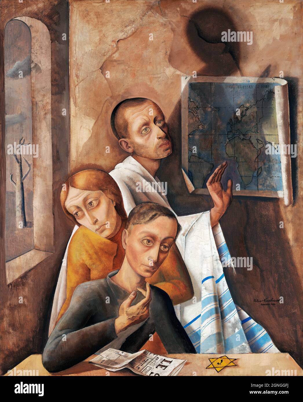 Autorretrato en escondite del artista judío-alemán Felix Nussbaum (1904-1944), óleo sobre lienzo, 1944 Foto de stock