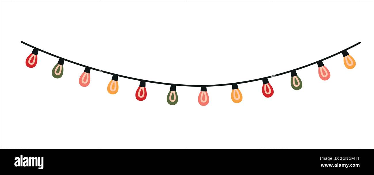 Luces Cristmas guirnalda. Luces de Navidad coloridas. Elemento decorativo vectorial Ilustración del Vector