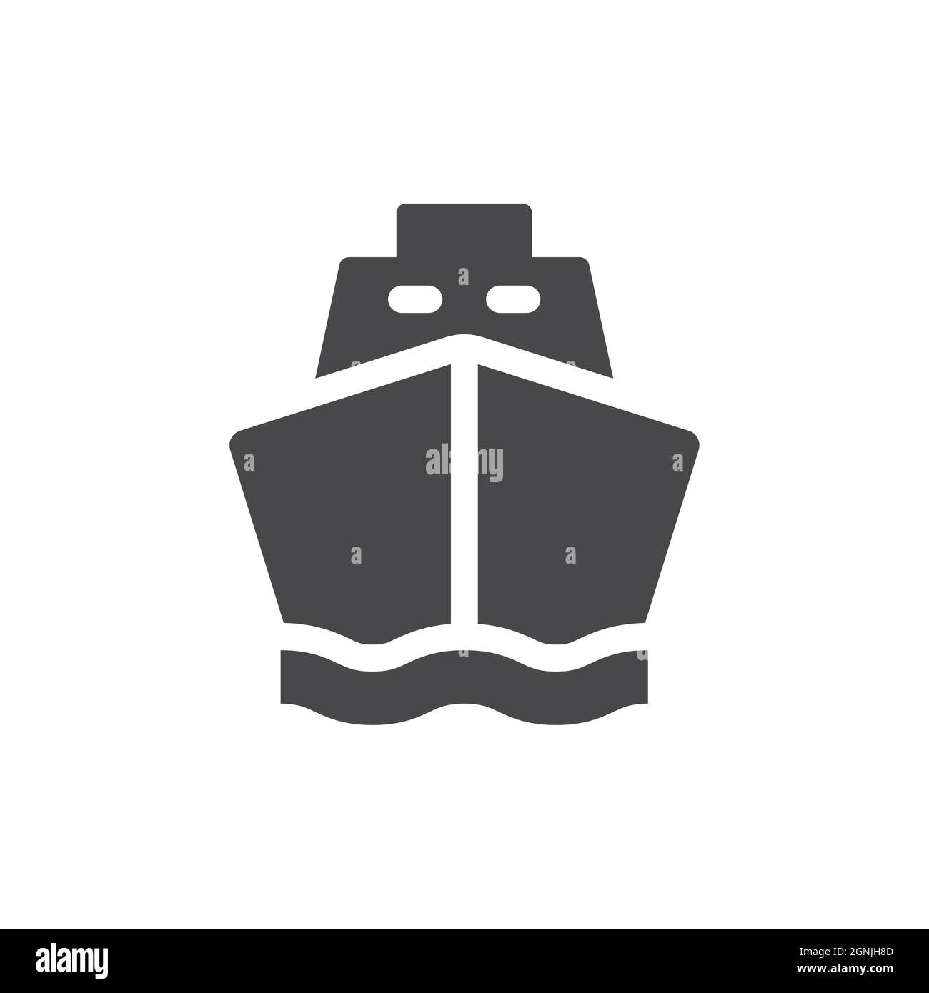 Icono de vector negro de buque. Barco de carga simple en el símbolo del agua. Ilustración del Vector