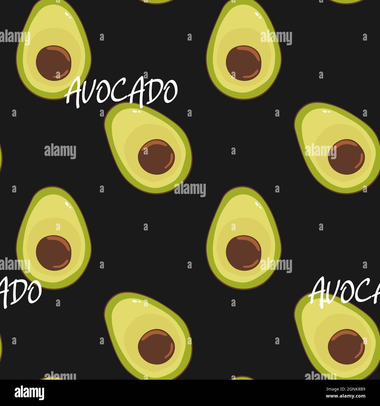 Diseño sin costuras con jugosas rodajas de aguacate sobre fondo negro.  Diseño abstracto sin costuras con aguacate. Para textiles, papel tapiz o  embalaje Imagen Vector de stock - Alamy