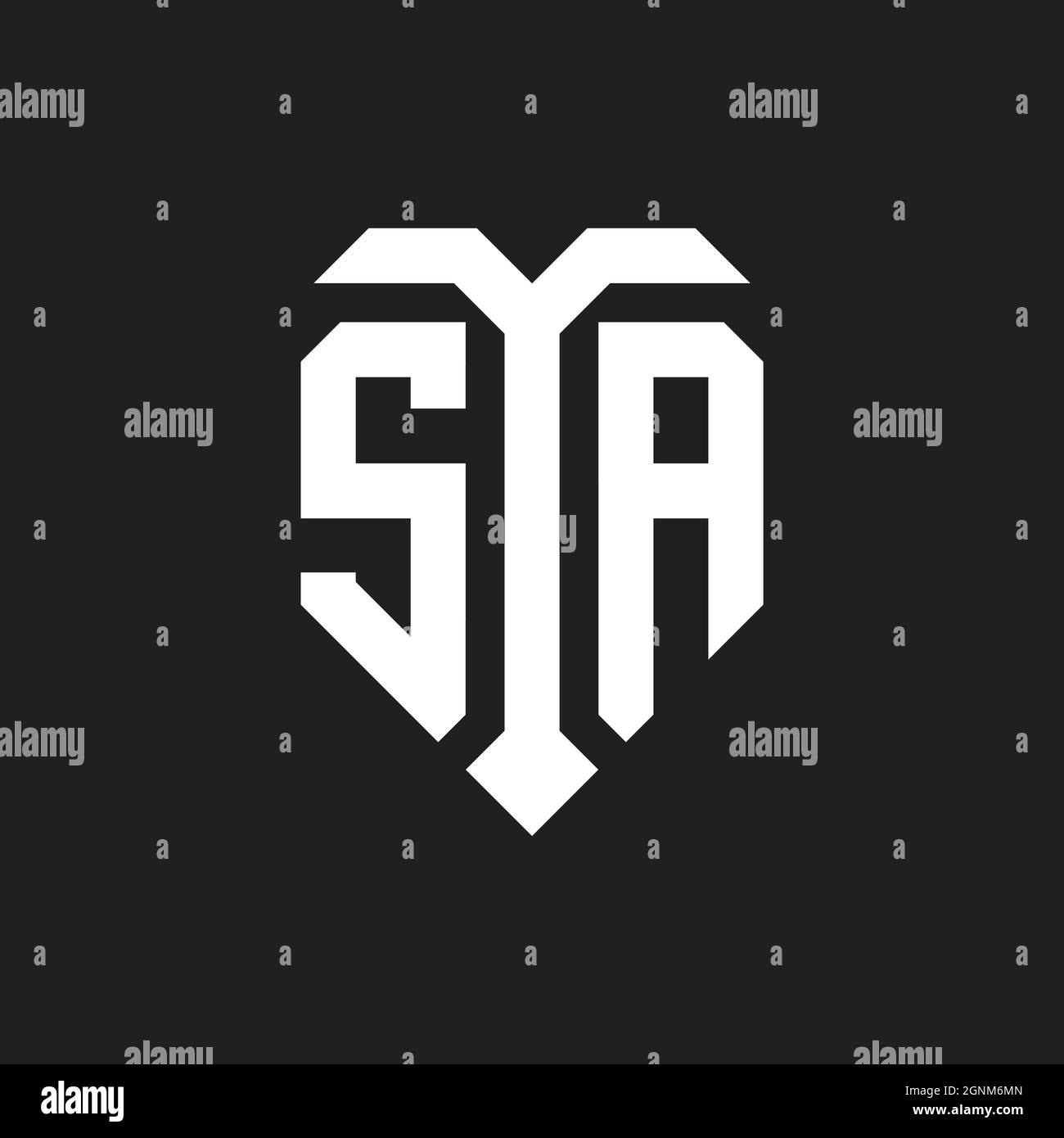 Logotipo de SS con plantilla de diseño de forma blanca y naranja