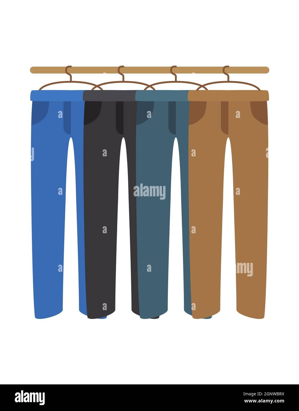 Ropa en estante sobre fondo azul, camisa, pantalones, falda, ropa para  señora, niño, ropa para niños, ropa para mujer, ilustración vectorial  Fotografía de stock - Alamy
