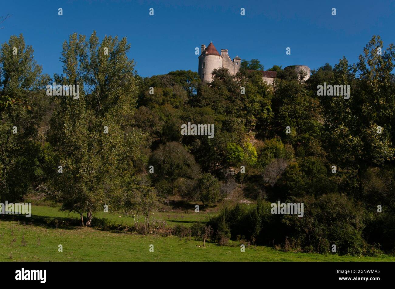 Château de Clermont, Linars, departamento de Lot, Francia Foto de stock