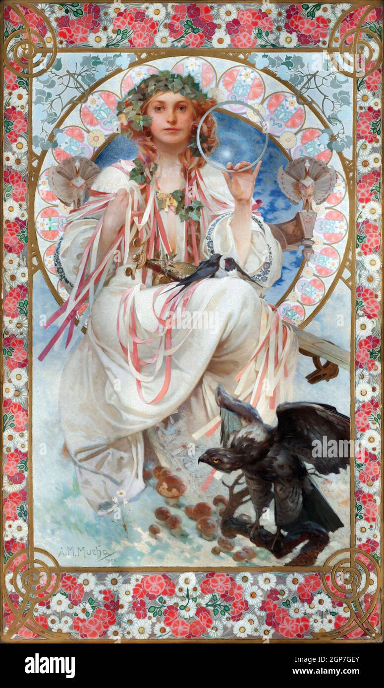 Arte de Alphonse Mucha Foto de stock