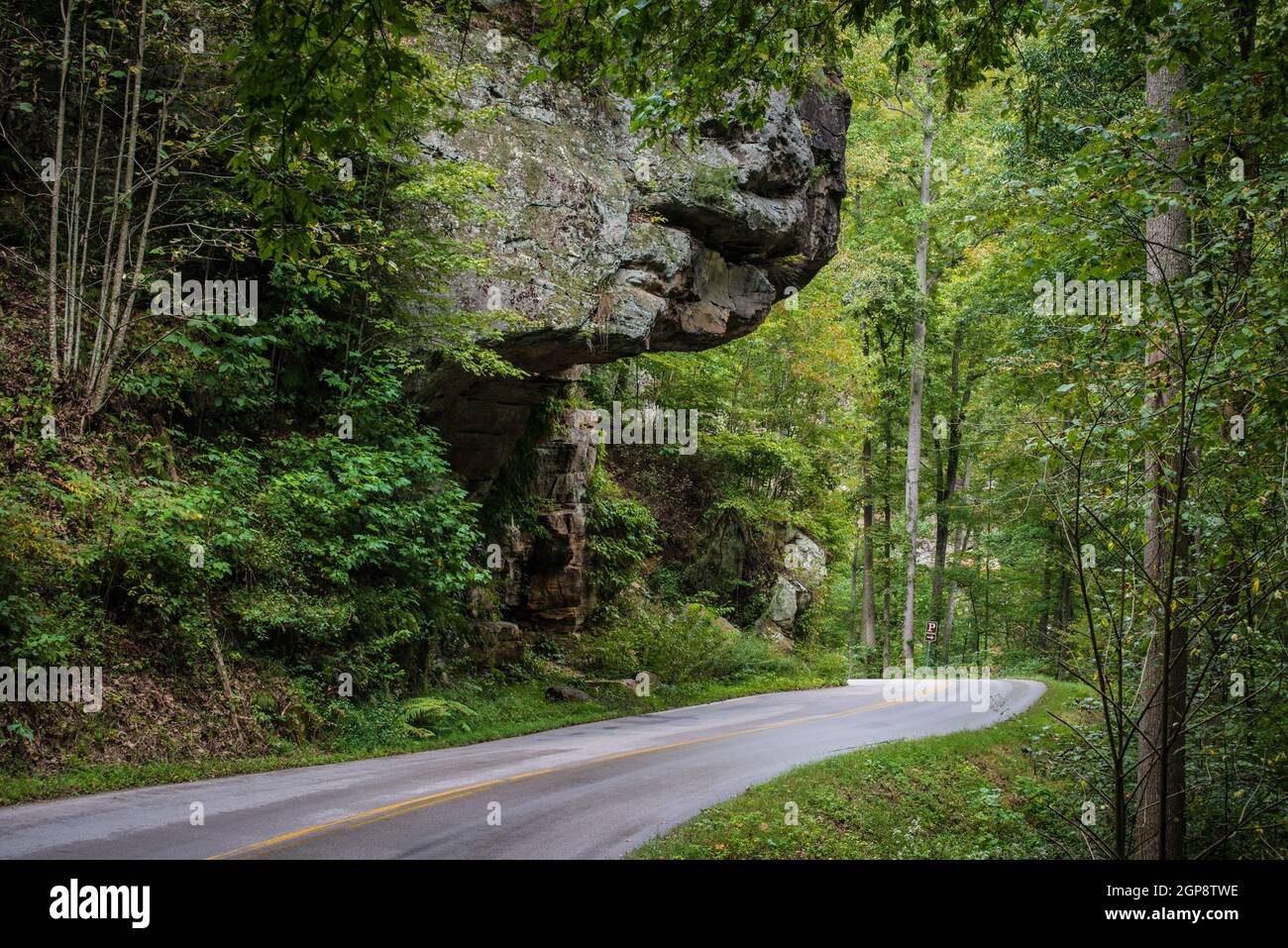 Overhanging Rock - Nada Tunnel Road - Kentucky Foto de stock