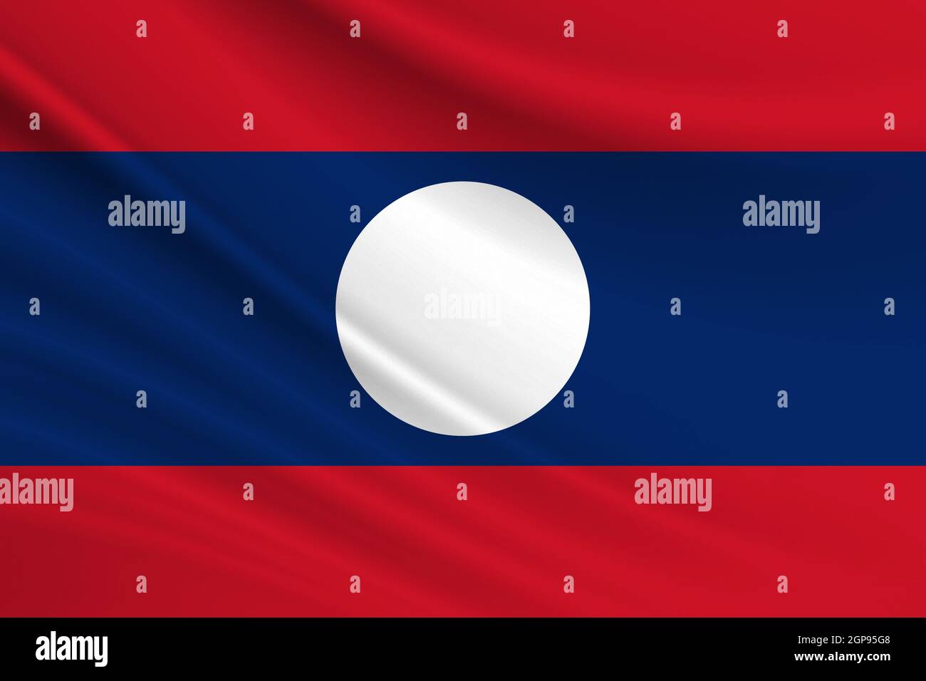 Bandera de Laos textura de tela de la bandera de Laos. Foto de stock