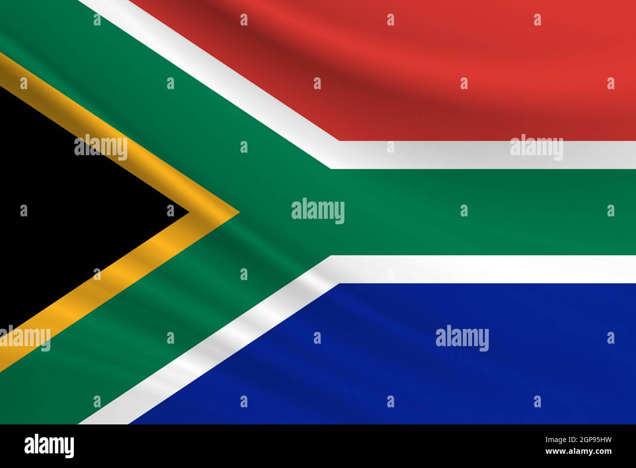 Bandera de la República de Sudáfrica. Textura de tela de la bandera de la República de Sudáfrica. Foto de stock