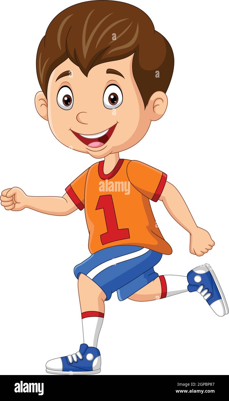 Dibujos animados feliz niño corriendo stock - Alamy