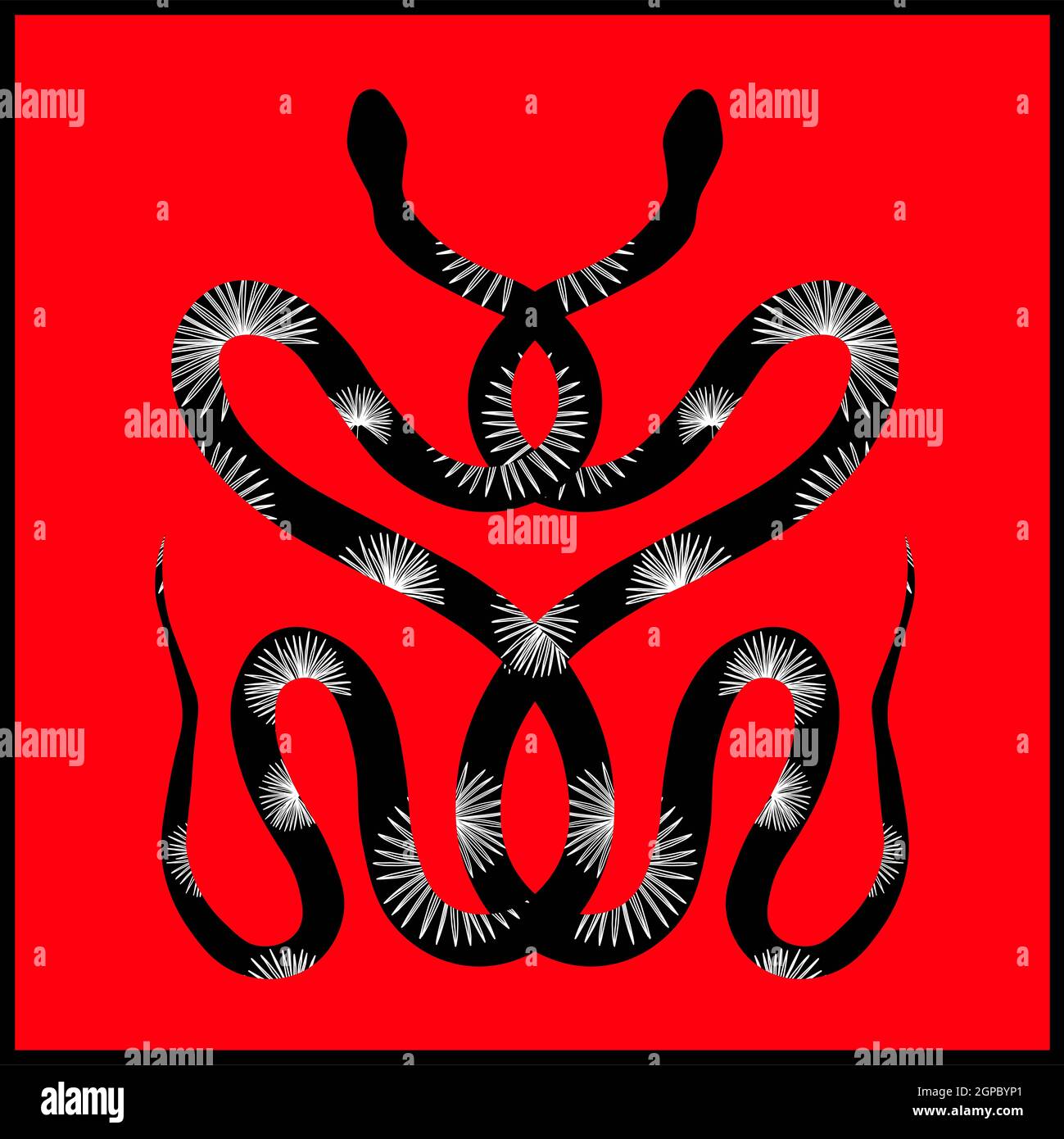 Subh Nag Panchami Resumen o serpientes entrelazadas Poster con hermoso Y diseño creativo de la ilustración Foto de stock