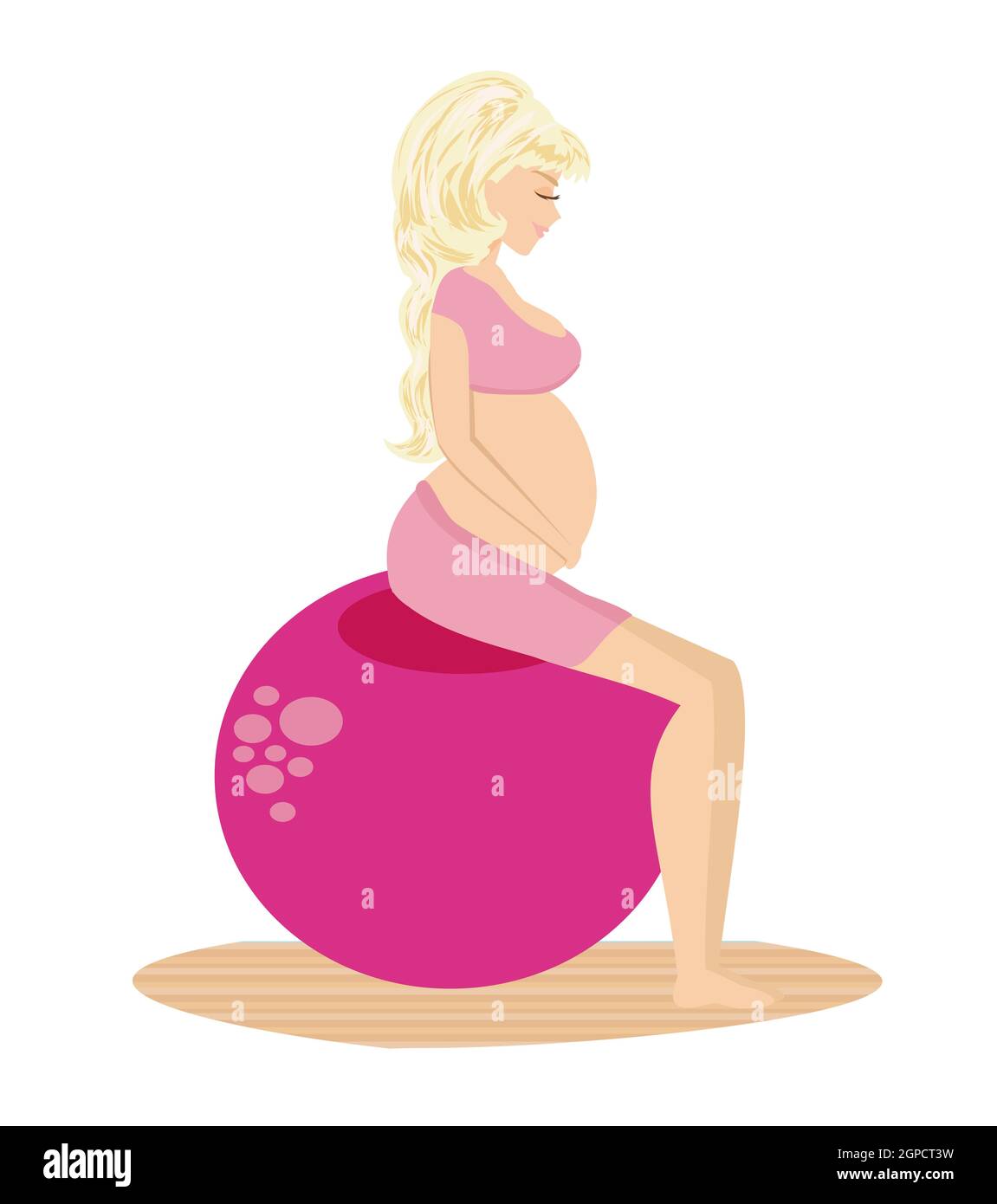 hermosa niña embarazada ejercitando pilates en la pelota Fotografía de  stock - Alamy