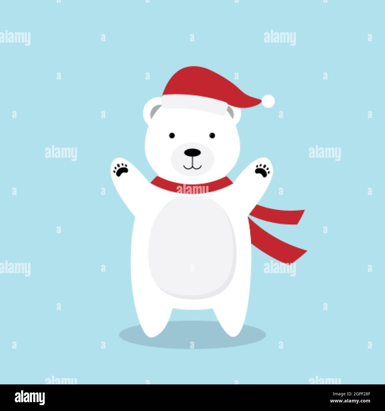 Lindo oso polar de dibujos animados en sombrero de Navidad Imagen Vector de  stock - Alamy