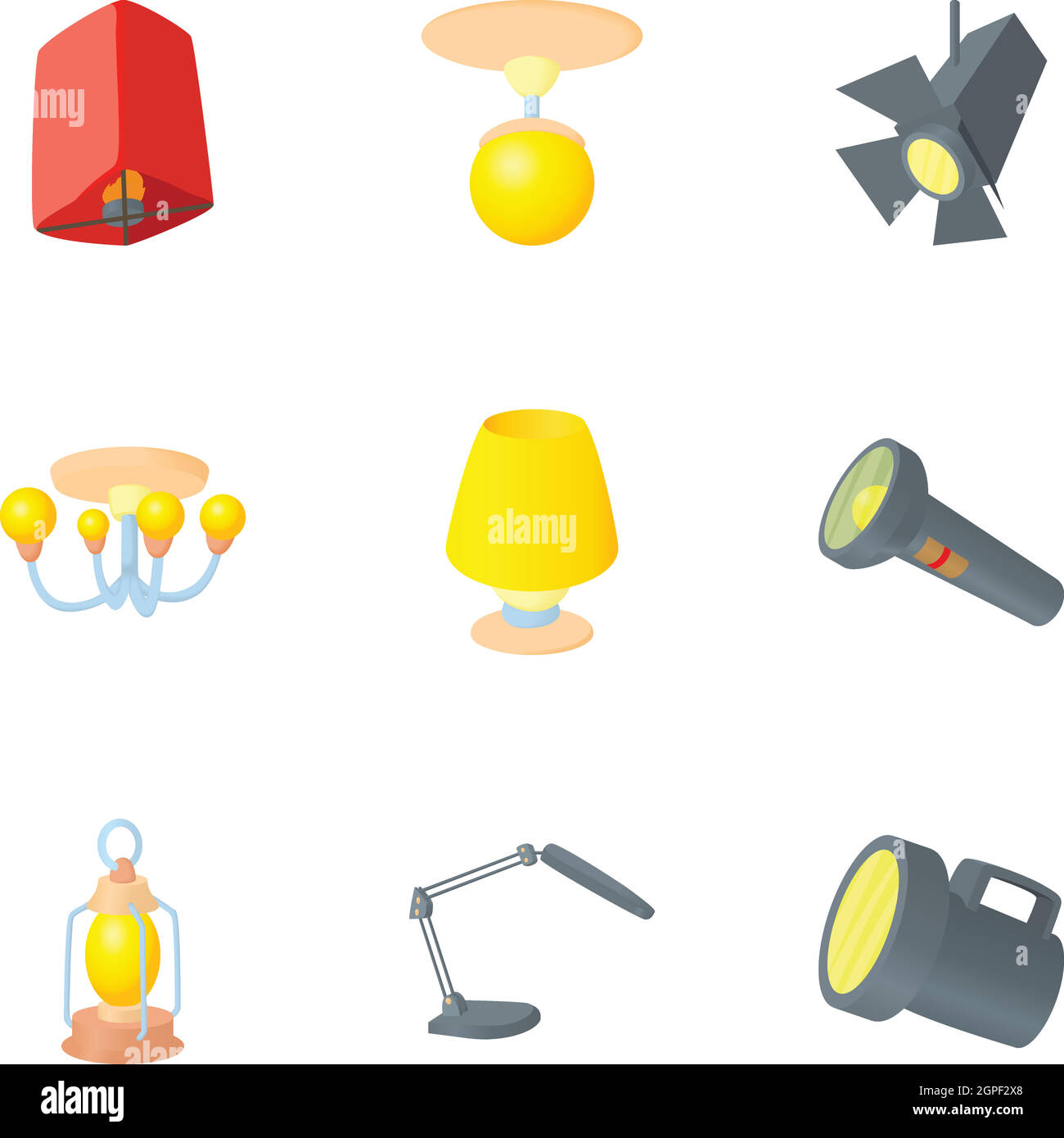 Iconos de iluminación, estilo de dibujos animados Imagen Vector de stock -  Alamy