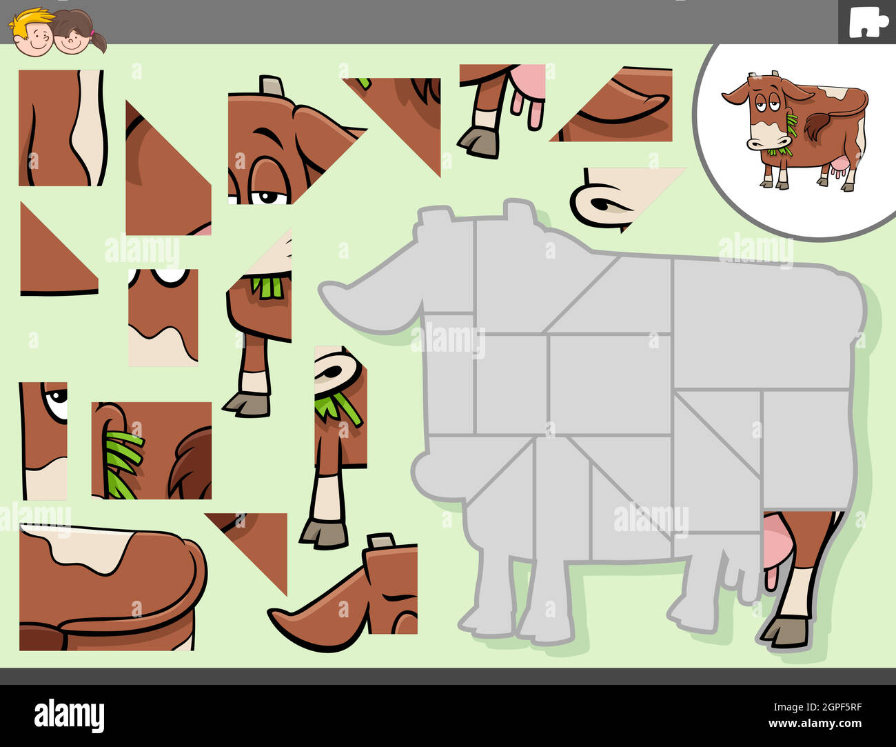 Rompecabezas de animales vaca Imágenes vectoriales de stock - Alamy