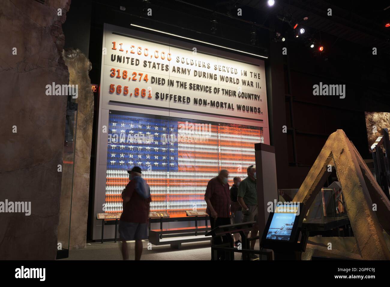 Un conmovedor memorial de los heridos y muertos de la Segunda Guerra Mundial. En el Museo Nacional del Ejército de los Estados Unidos en Fort Belvoir, Virginia. Foto de stock