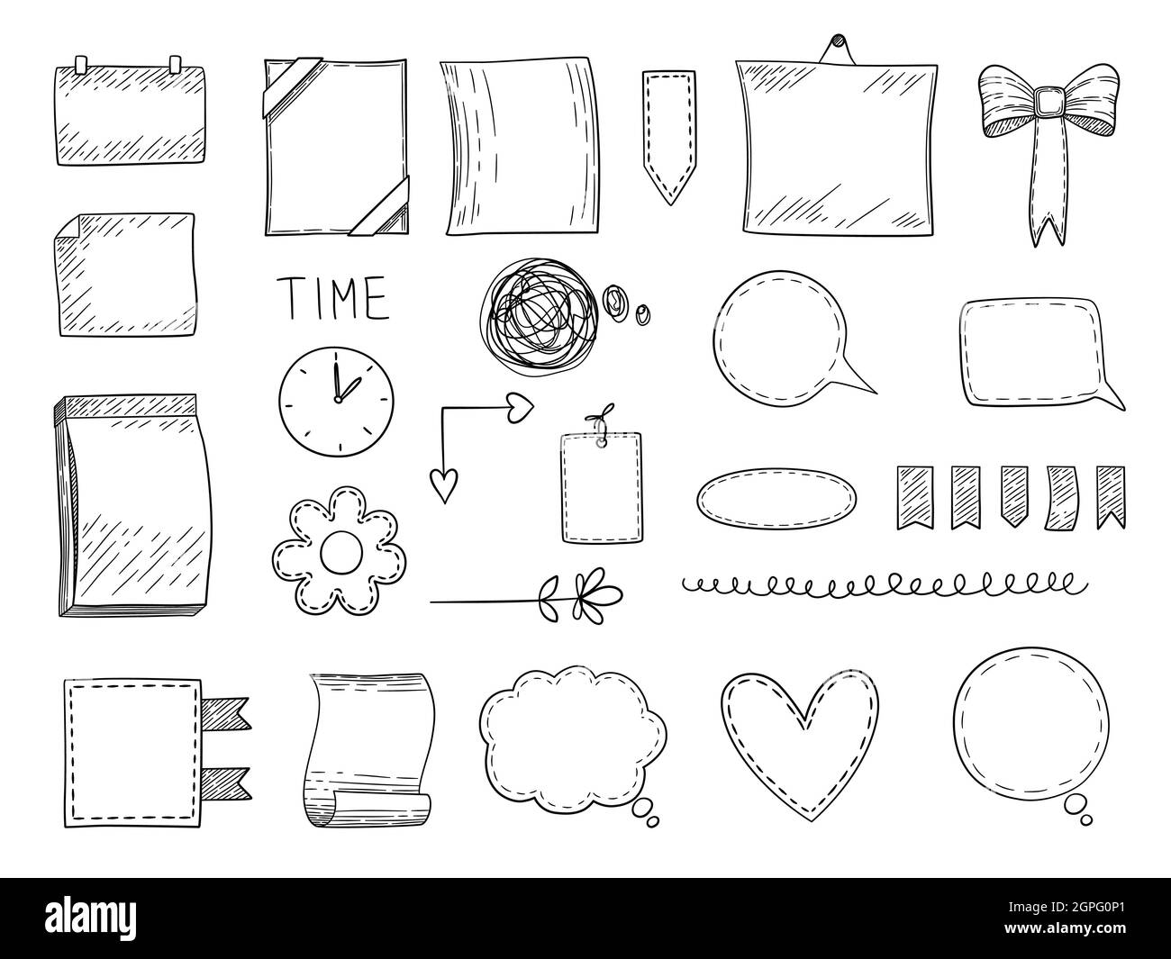 Revista Bullet. Marcos dibujados a mano bordes y divisores plantillas de notas  para cuadernos personales gráficos elementos vectoriales Imagen Vector de  stock - Alamy