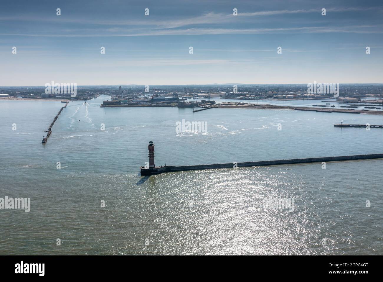 Vue aérienne du port de Dunkerque, Francia, Norte Foto de stock