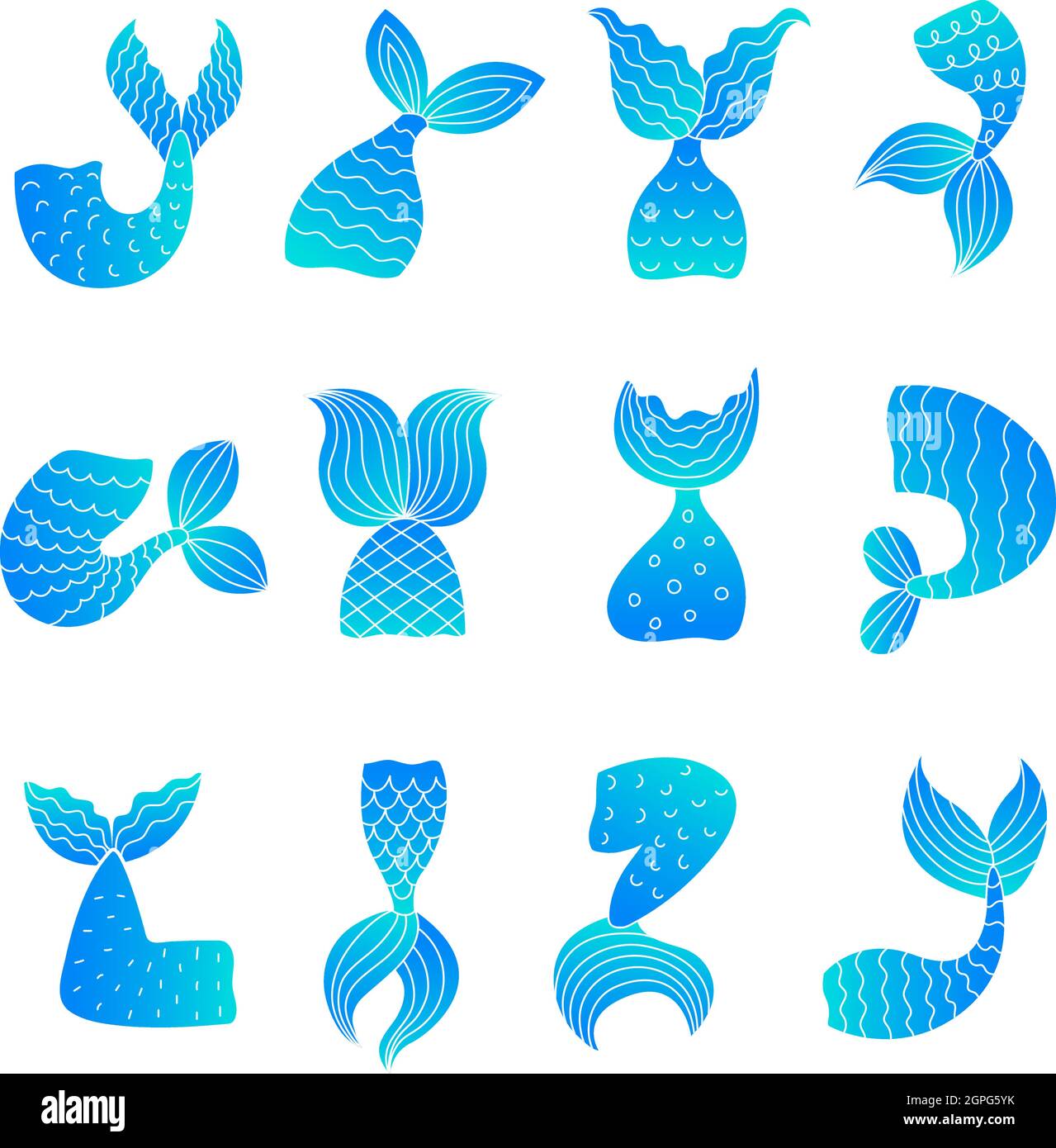 Colas de sirena. Dibujo de los símbolos marinos del océano de la mujer de  la cola de hadas peces hermosas colas ilustraciones vectoriales Imagen  Vector de stock - Alamy
