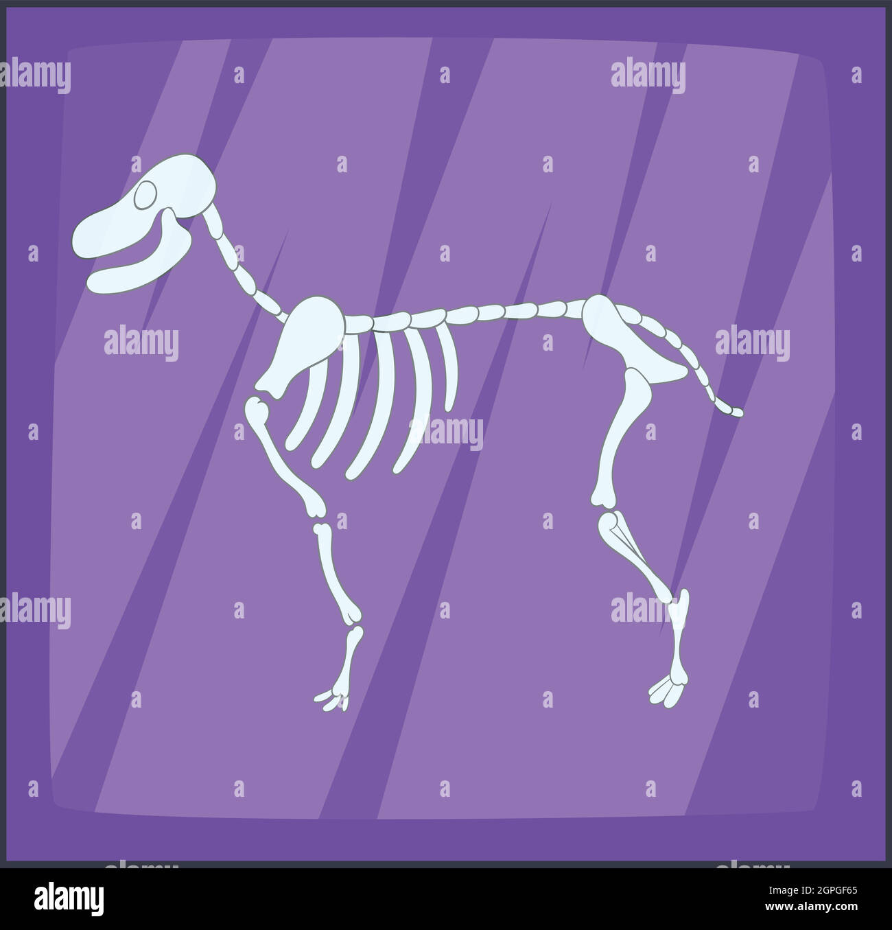 El esqueleto del perro, el icono de estilo de dibujos animados Ilustración del Vector