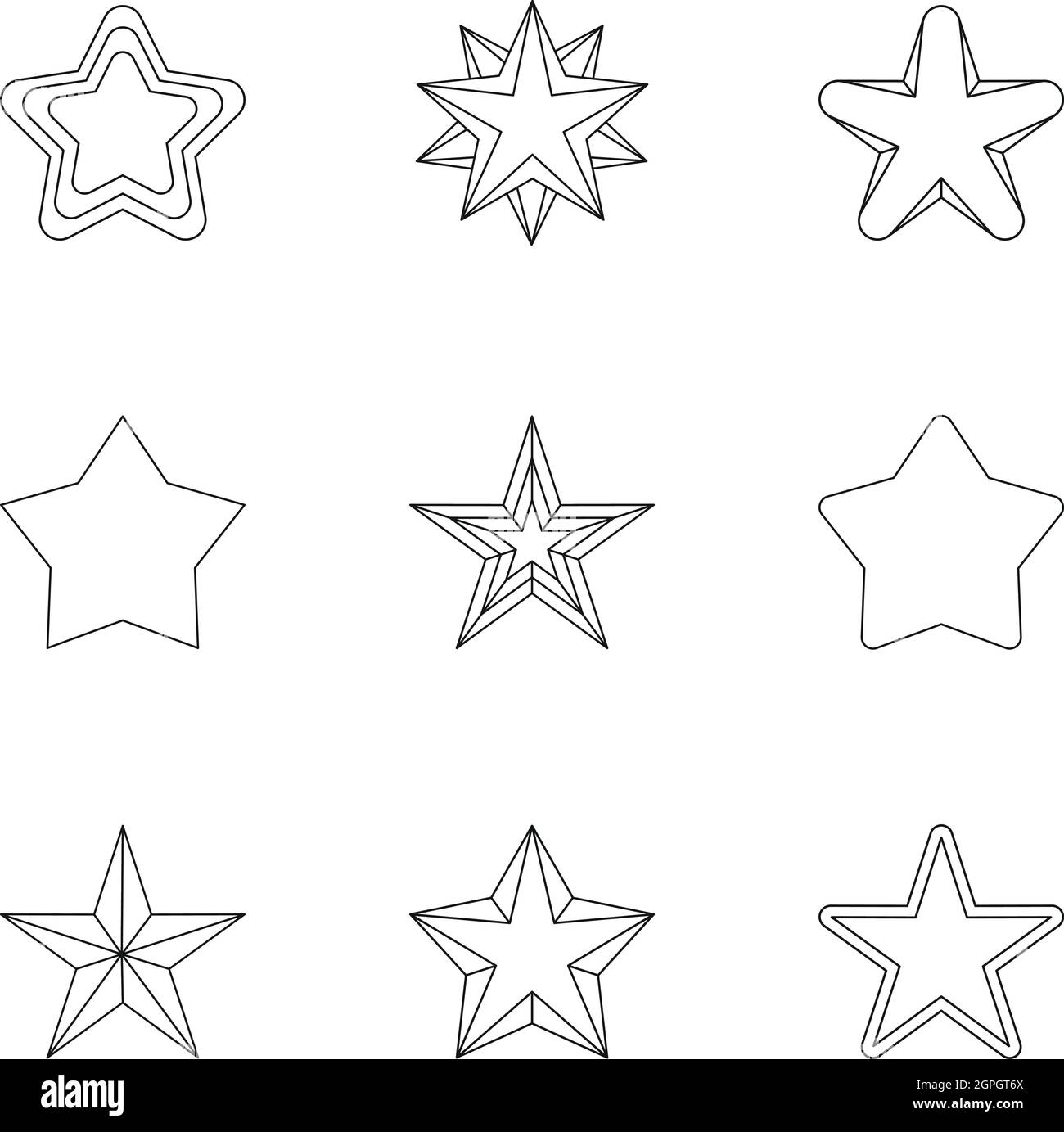 La figura estrella, conjunto de iconos de estilo de esquema Imagen Vector  de stock - Alamy
